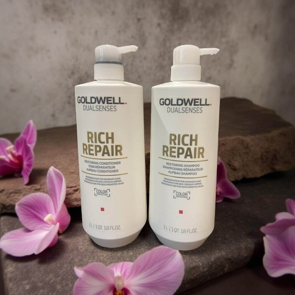 Goldwell Dualsenses Rich Repair Restoring Shampoo Conditioner 33.8 oz Liter